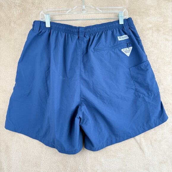 Columbia PFG Swim Trunks Mens L Blue 6" Omni-Shade Drawstring Water Shorts Lined - Picture 2 of 14